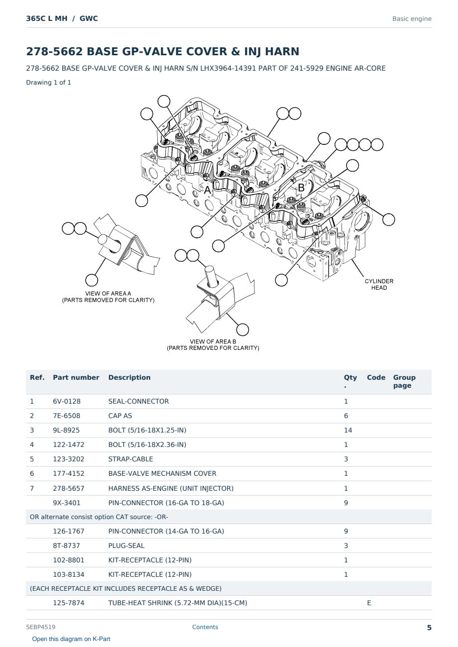 Caterpillar 365C L MH S/N GWC Partsbook SEBP4519 (English) - sample page 5 of 10 Caterpillar 365C L MH S/N GWC Partsbook SEBP4519 (English) - sample page 5 of 10