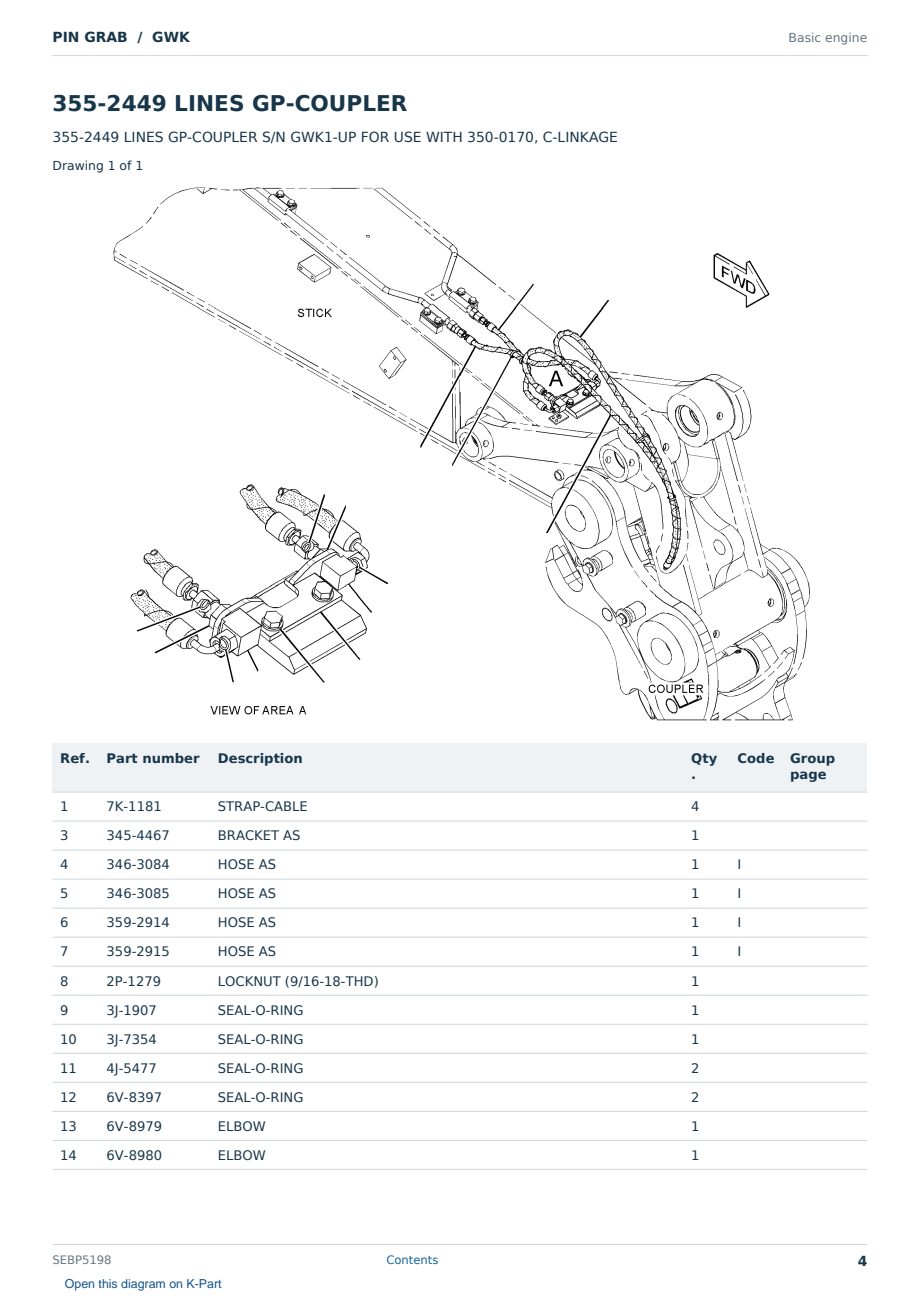 Caterpillar PIN GRAB S/N GWK Partsbook SEBP5198 (English) - sample page 4 of 9 Caterpillar PIN GRAB S/N GWK Partsbook SEBP5198 (English) - sample page 4 of 9