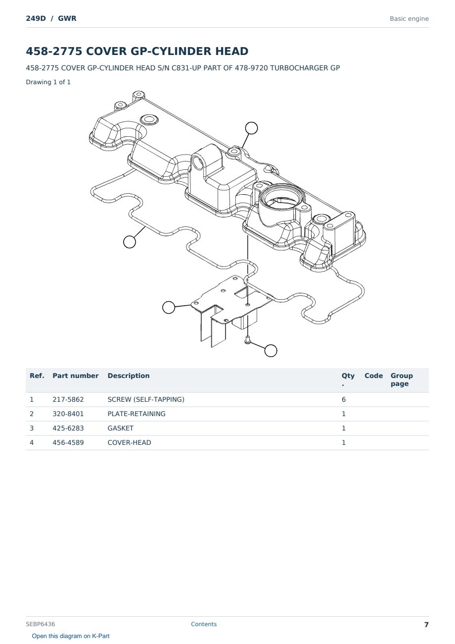 Caterpillar 249D S/N GWR Partsbook SEBP6436 (English) - sample page 7 of 10 Caterpillar 249D S/N GWR Partsbook SEBP6436 (English) - sample page 7 of 10