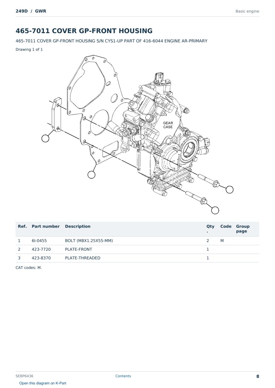 Caterpillar 249D S/N GWR Partsbook SEBP6436 (English) - sample page 8 of 10 Caterpillar 249D S/N GWR Partsbook SEBP6436 (English) - sample page 8 of 10