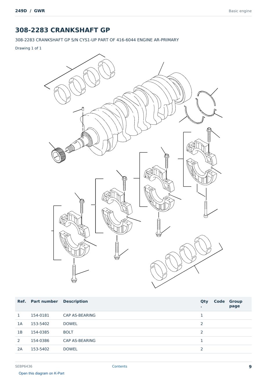 Caterpillar 249D S/N GWR Partsbook SEBP6436 (English) - sample page 9 of 10 Caterpillar 249D S/N GWR Partsbook SEBP6436 (English) - sample page 9 of 10