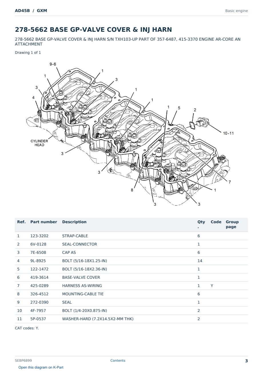 Caterpillar AD45B S/N GXM Partsbook SEBP6899 (English) - sample page 3 of 10 Caterpillar AD45B S/N GXM Partsbook SEBP6899 (English) - sample page 3 of 10