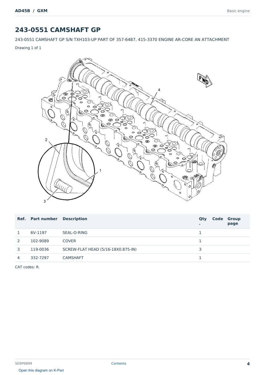 Caterpillar AD45B S/N GXM Partsbook SEBP6899 (English) - sample page 4 of 10 Caterpillar AD45B S/N GXM Partsbook SEBP6899 (English) - sample page 4 of 10