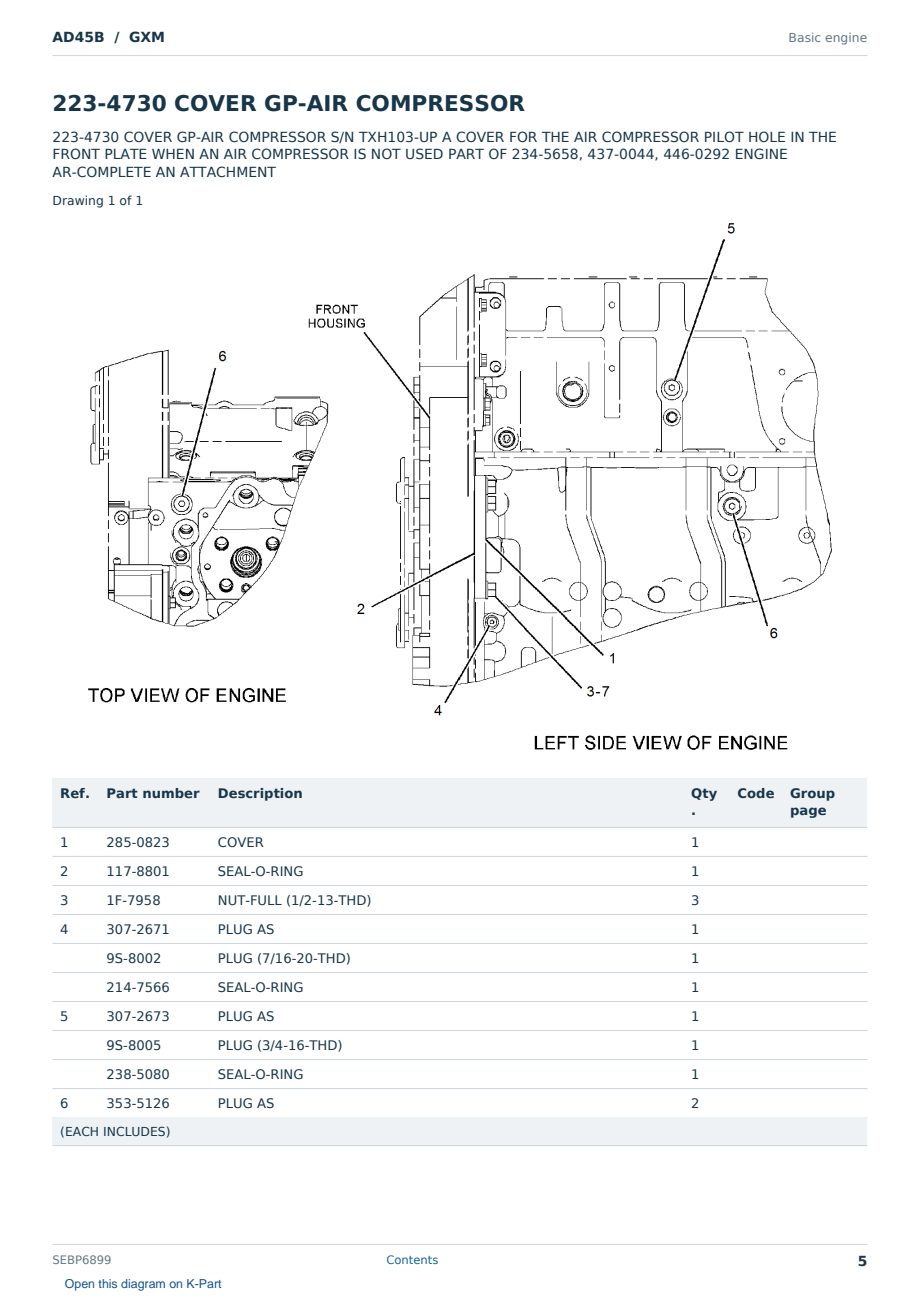 Caterpillar AD45B S/N GXM Partsbook SEBP6899 (English) - sample page 5 of 10 Caterpillar AD45B S/N GXM Partsbook SEBP6899 (English) - sample page 5 of 10