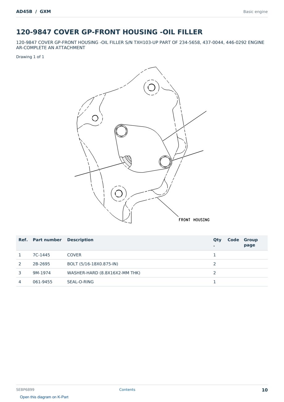 Caterpillar AD45B S/N GXM Partsbook SEBP6899 (English) - sample page 10 of 10 Caterpillar AD45B S/N GXM Partsbook SEBP6899 (English) - sample page 10 of 10