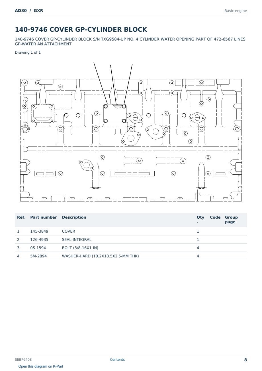 Caterpillar AD30 S/N GXR Partsbook SEBP6408 (English) - sample page 8 of 10 Caterpillar AD30 S/N GXR Partsbook SEBP6408 (English) - sample page 8 of 10