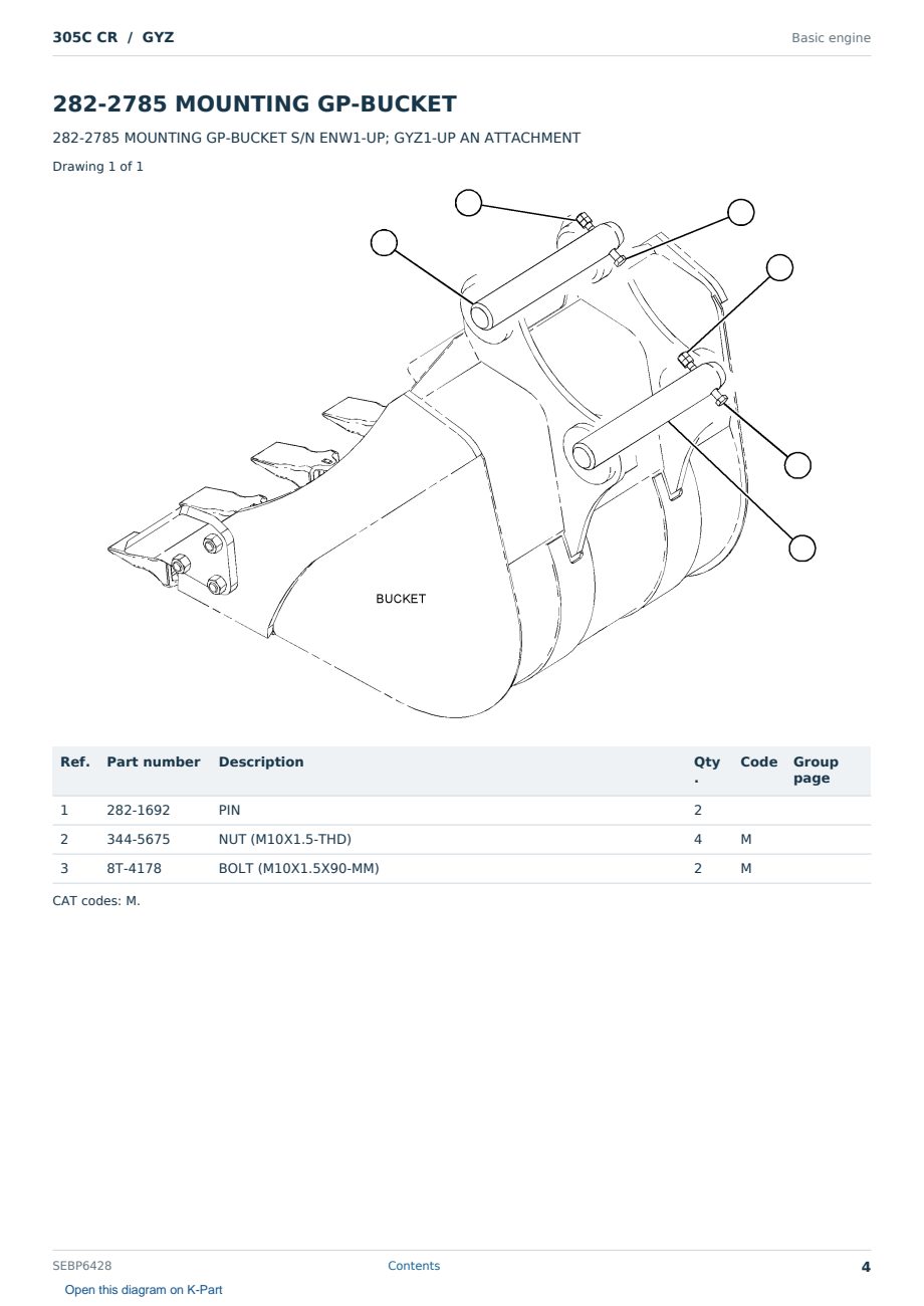 Caterpillar 305C CR S/N GYZ Partsbook SEBP6428 (English) - sample page 4 of 5 Caterpillar 305C CR S/N GYZ Partsbook SEBP6428 (English) - sample page 4 of 5