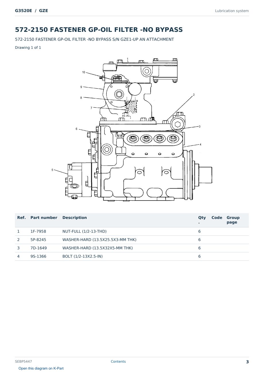 Caterpillar G3520E S/N GZE Partsbook SEBP5447 (English) - sample page 3 of 10 Caterpillar G3520E S/N GZE Partsbook SEBP5447 (English) - sample page 3 of 10