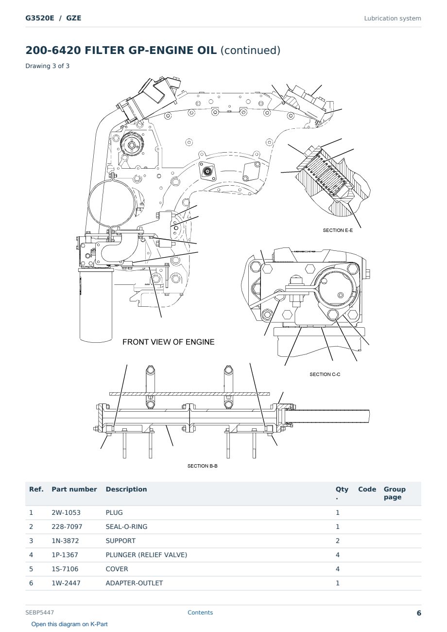 Caterpillar G3520E S/N GZE Partsbook SEBP5447 (English) - sample page 6 of 10 Caterpillar G3520E S/N GZE Partsbook SEBP5447 (English) - sample page 6 of 10
