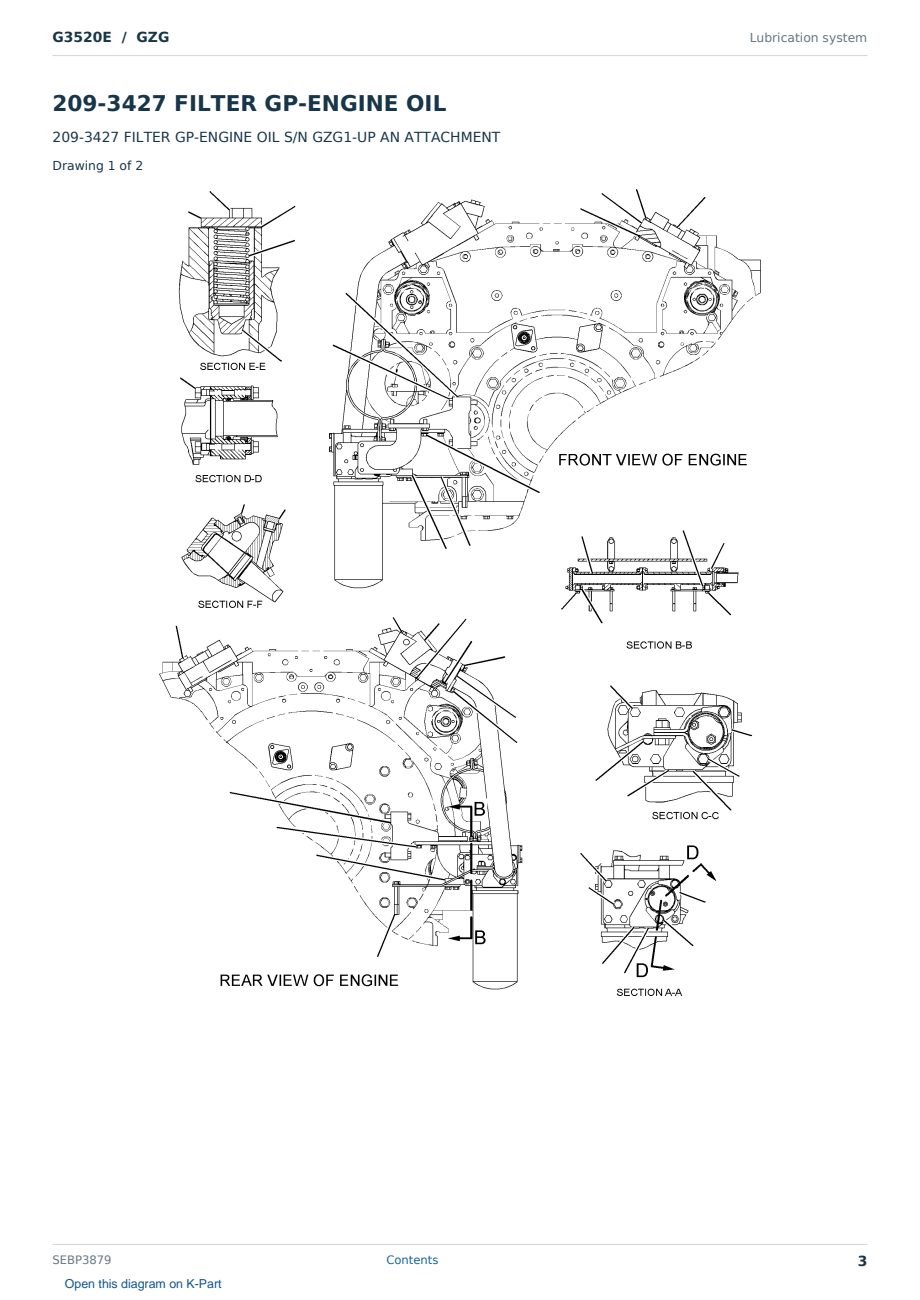 Caterpillar G3520E S/N GZG Partsbook SEBP3879 (English) - sample page 3 of 10 Caterpillar G3520E S/N GZG Partsbook SEBP3879 (English) - sample page 3 of 10