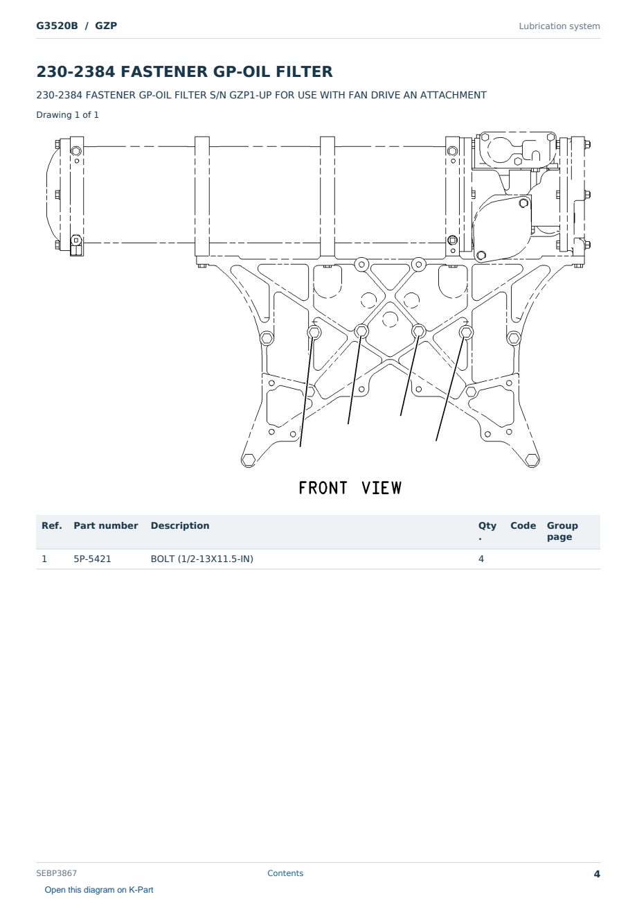 Caterpillar G3520B S/N GZP Partsbook SEBP3867 (English) - sample page 4 of 10 Caterpillar G3520B S/N GZP Partsbook SEBP3867 (English) - sample page 4 of 10