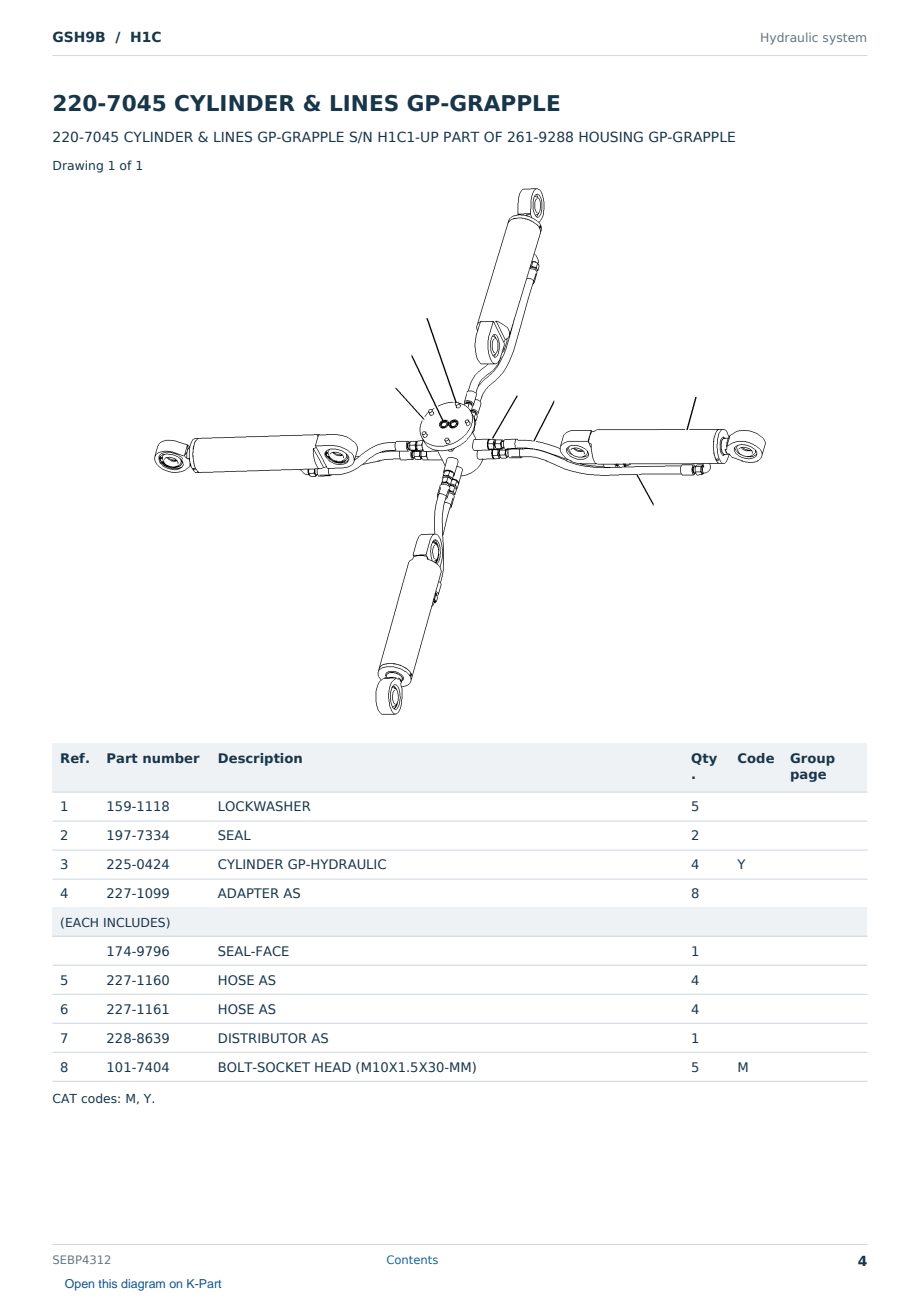 Caterpillar GSH9B S/N H1C Partsbook SEBP4312 (English) - sample page 4 of 10 Caterpillar GSH9B S/N H1C Partsbook SEBP4312 (English) - sample page 4 of 10