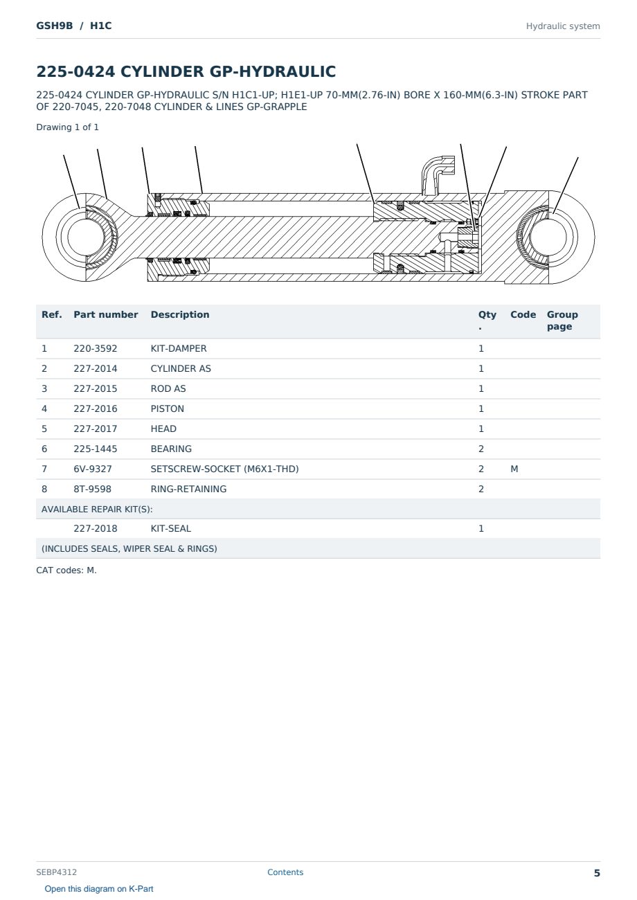 Caterpillar GSH9B S/N H1C Partsbook SEBP4312 (English) - sample page 5 of 10 Caterpillar GSH9B S/N H1C Partsbook SEBP4312 (English) - sample page 5 of 10
