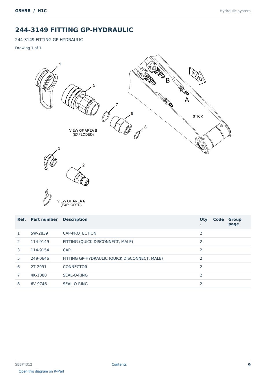 Caterpillar GSH9B S/N H1C Partsbook SEBP4312 (English) - sample page 9 of 10 Caterpillar GSH9B S/N H1C Partsbook SEBP4312 (English) - sample page 9 of 10