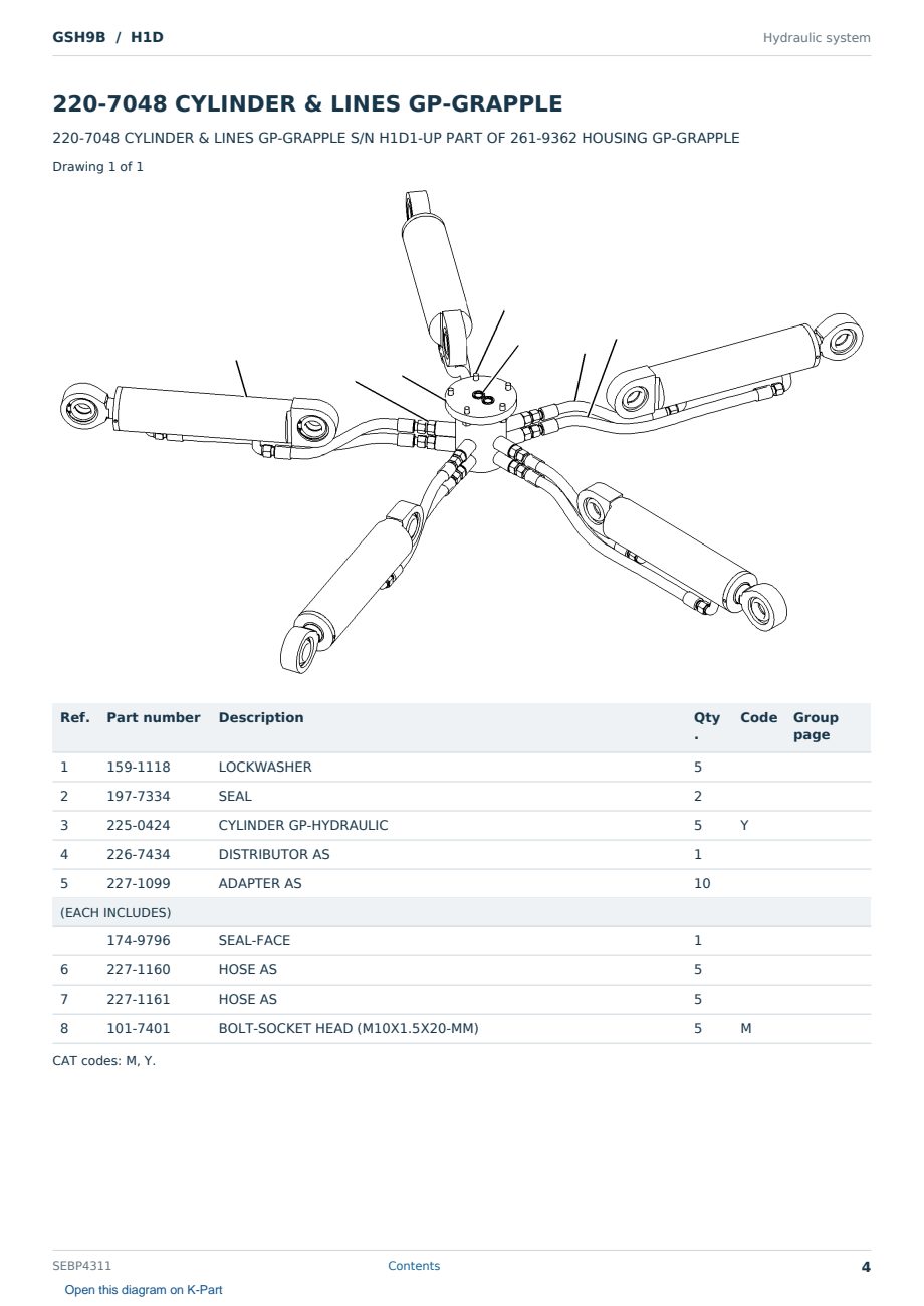 Caterpillar GSH9B S/N H1D Partsbook SEBP4311 (English) - sample page 4 of 10 Caterpillar GSH9B S/N H1D Partsbook SEBP4311 (English) - sample page 4 of 10