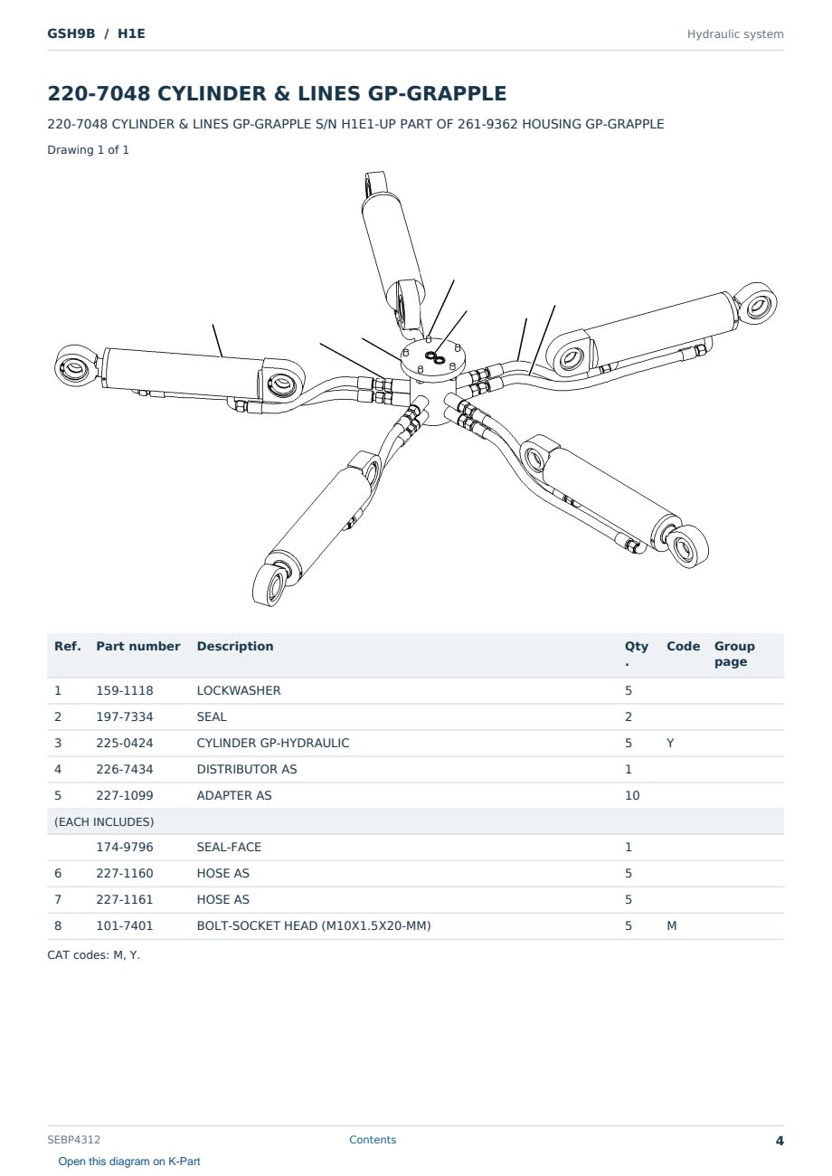 Caterpillar GSH9B S/N H1E Partsbook SEBP4312 (English) - sample page 4 of 10 Caterpillar GSH9B S/N H1E Partsbook SEBP4312 (English) - sample page 4 of 10