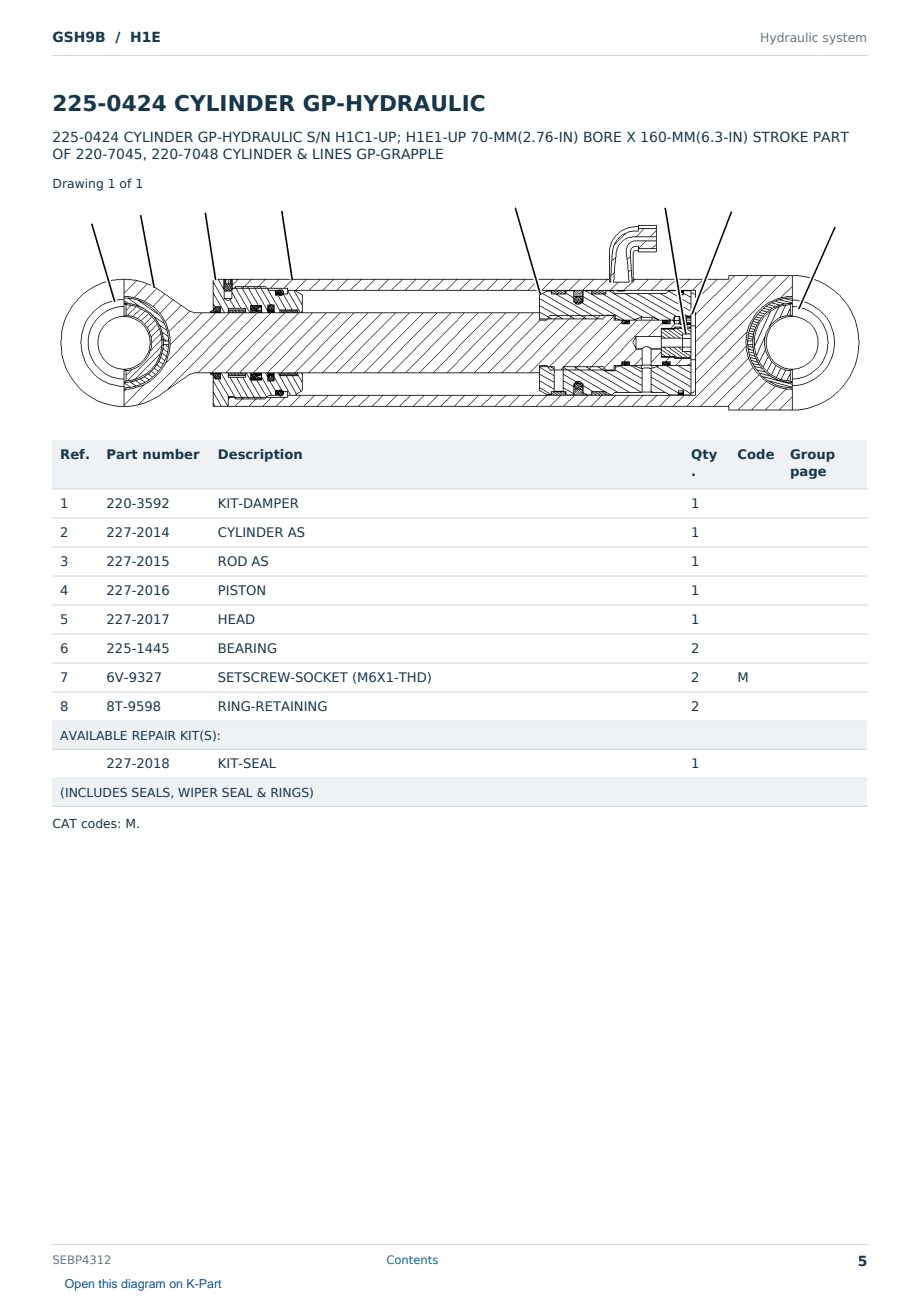 Caterpillar GSH9B S/N H1E Partsbook SEBP4312 (English) - sample page 5 of 10 Caterpillar GSH9B S/N H1E Partsbook SEBP4312 (English) - sample page 5 of 10