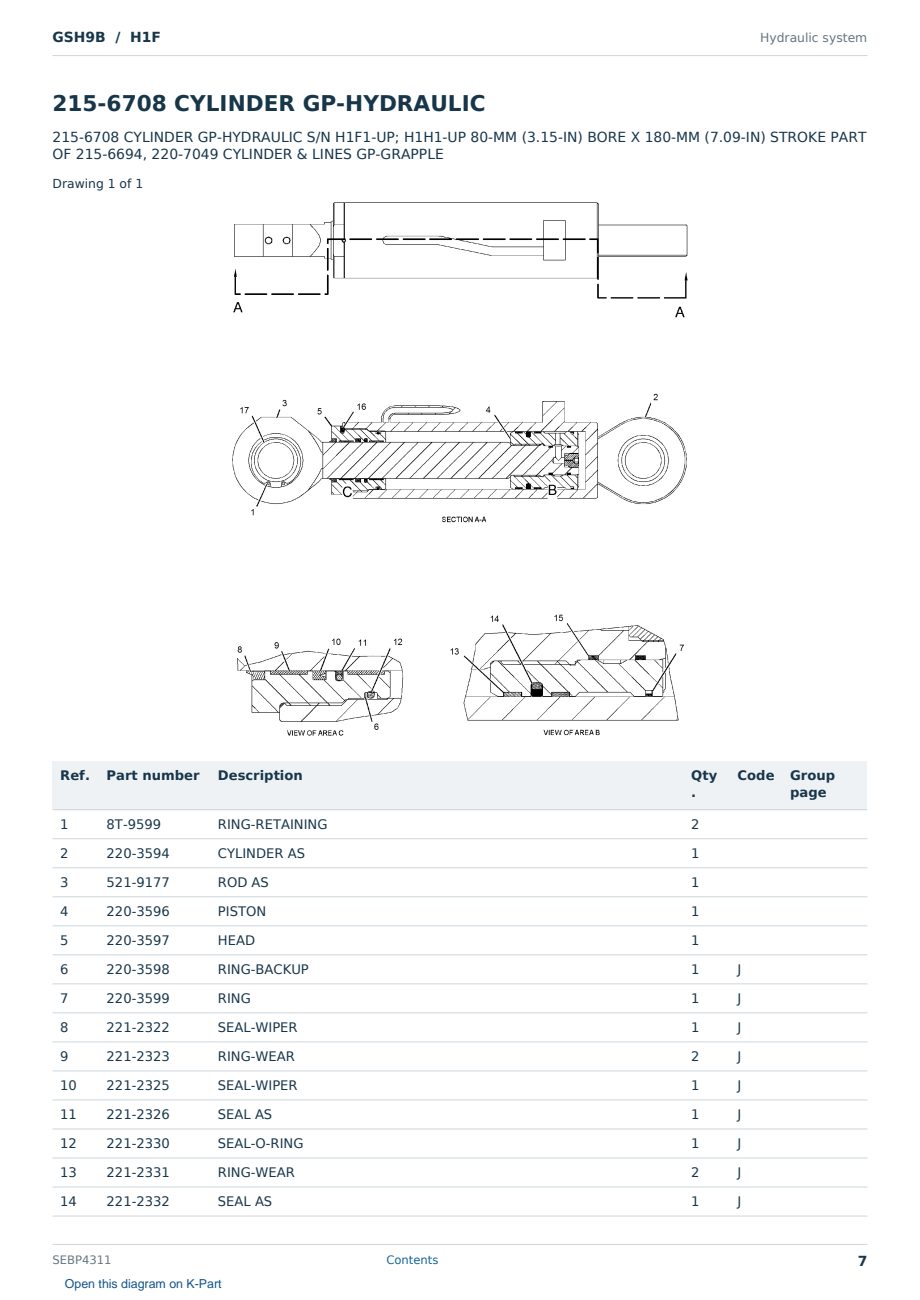 Caterpillar GSH9B S/N H1F Partsbook SEBP4311 (English) - sample page 7 of 10 Caterpillar GSH9B S/N H1F Partsbook SEBP4311 (English) - sample page 7 of 10