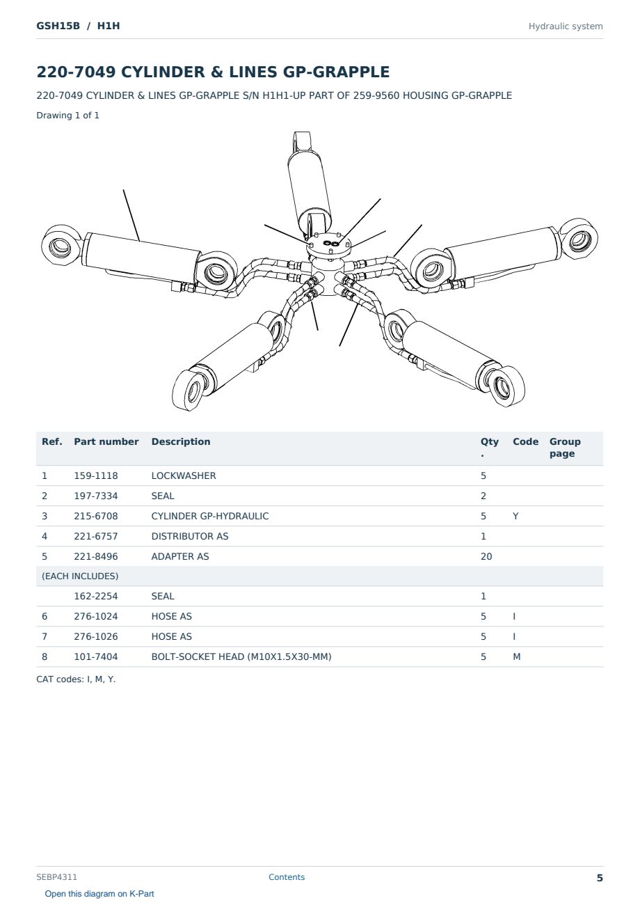 Caterpillar GSH15B S/N H1H Partsbook SEBP4311 (English) - sample page 5 of 10 Caterpillar GSH15B S/N H1H Partsbook SEBP4311 (English) - sample page 5 of 10