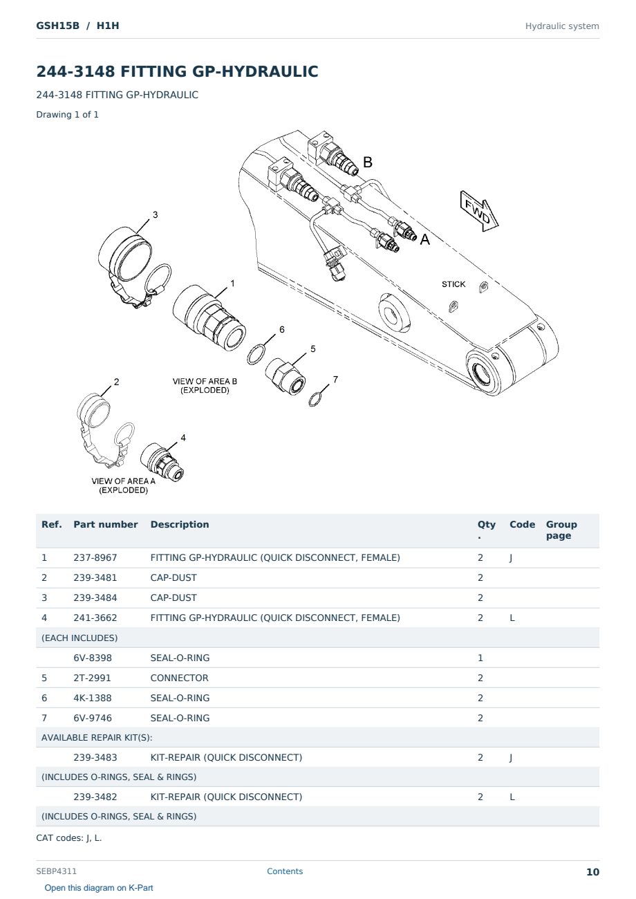 Caterpillar GSH15B S/N H1H Partsbook SEBP4311 (English) - sample page 10 of 10 Caterpillar GSH15B S/N H1H Partsbook SEBP4311 (English) - sample page 10 of 10
