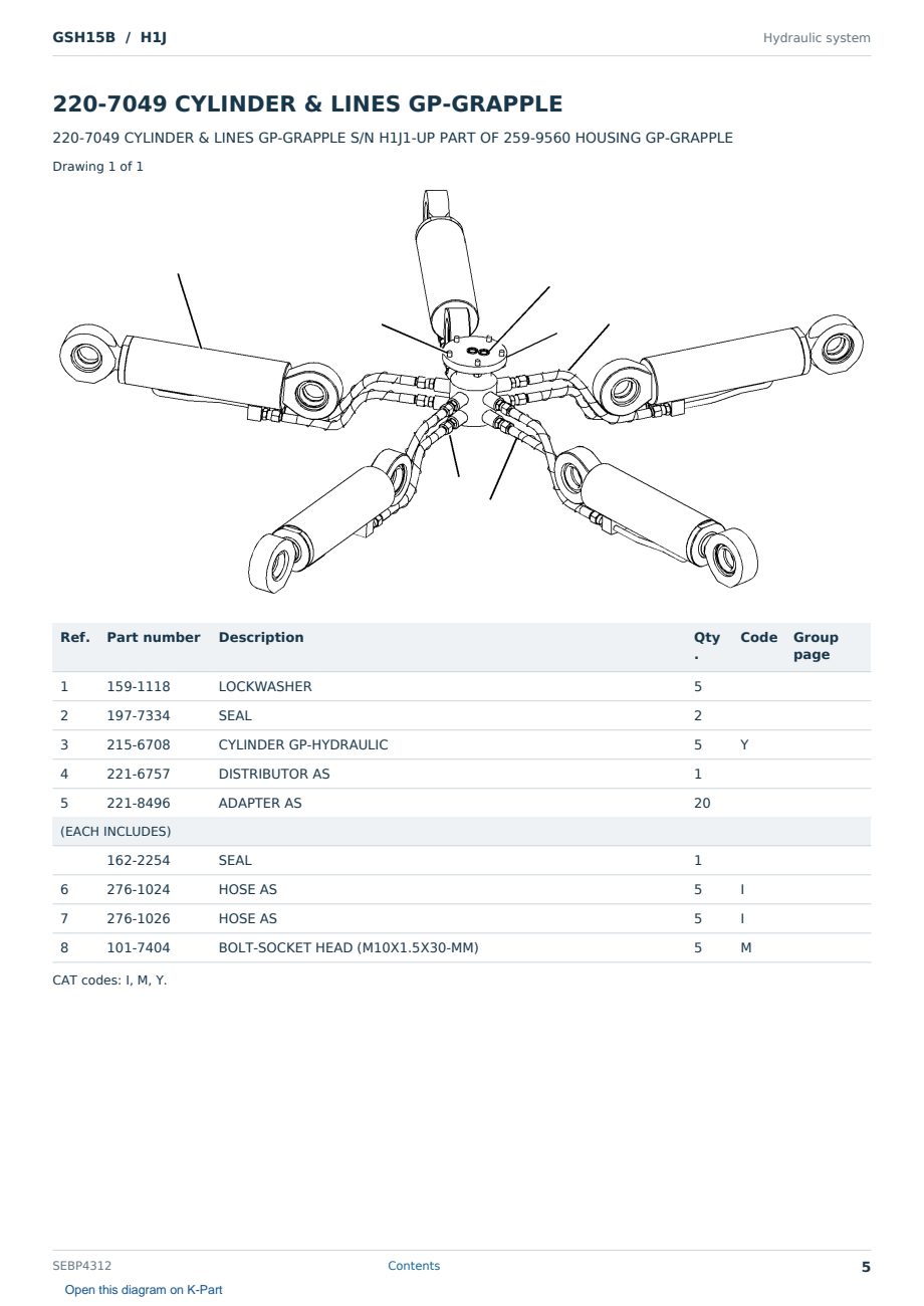 Caterpillar GSH15B S/N H1J Partsbook SEBP4312 (English) - sample page 5 of 10 Caterpillar GSH15B S/N H1J Partsbook SEBP4312 (English) - sample page 5 of 10