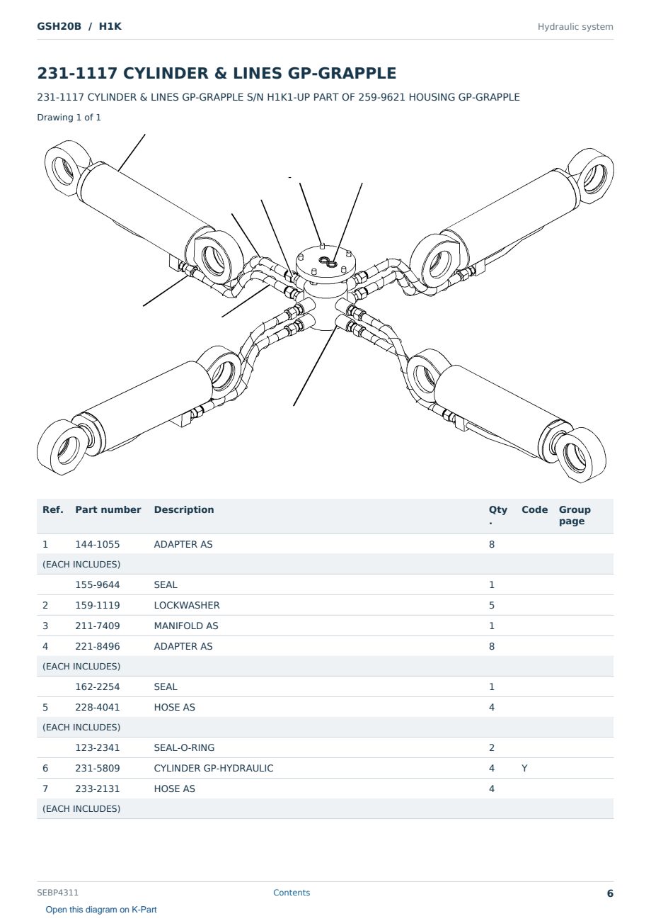 Caterpillar GSH20B S/N H1K Partsbook SEBP4311 (English) - sample page 6 of 10 Caterpillar GSH20B S/N H1K Partsbook SEBP4311 (English) - sample page 6 of 10
