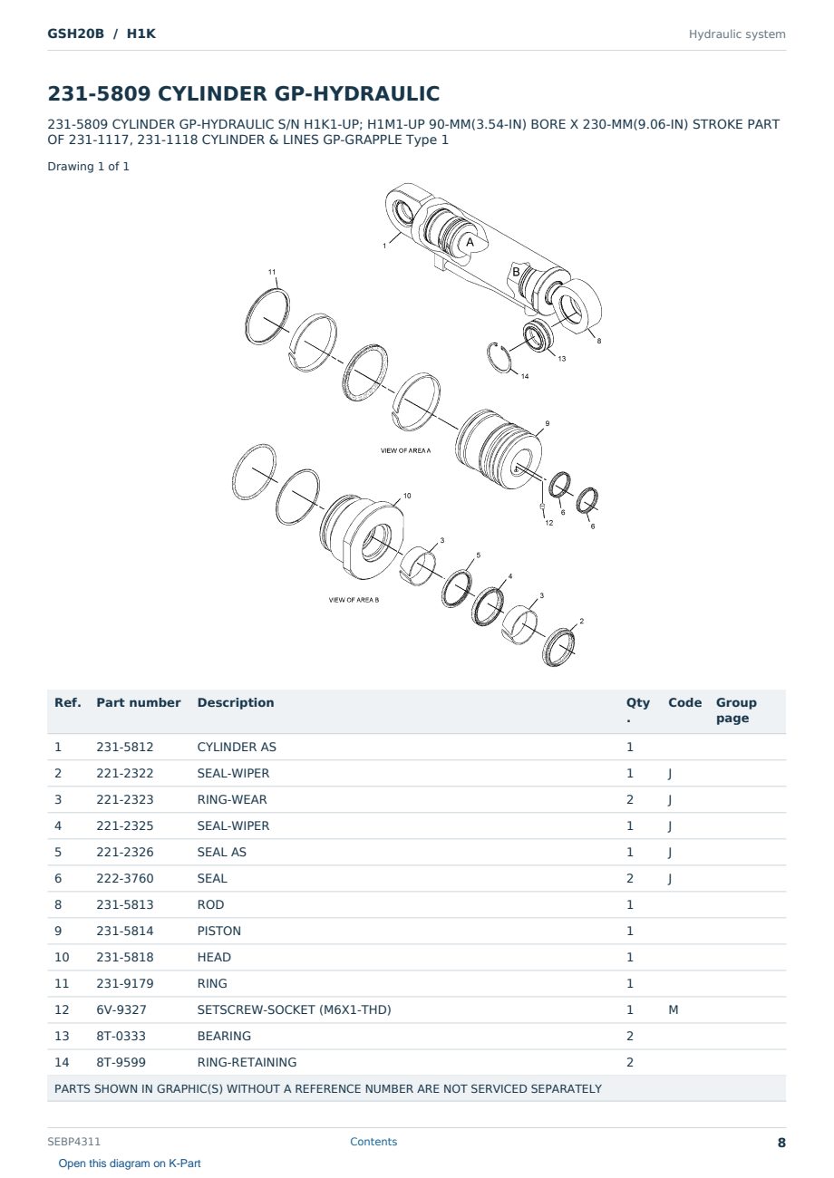 Caterpillar GSH20B S/N H1K Partsbook SEBP4311 (English) - sample page 8 of 10 Caterpillar GSH20B S/N H1K Partsbook SEBP4311 (English) - sample page 8 of 10
