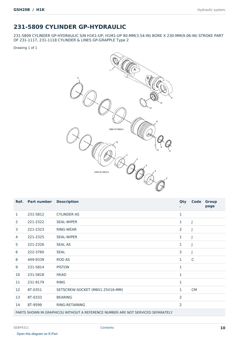 Caterpillar GSH20B S/N H1K Partsbook SEBP4311 (English) - sample page 10 of 10 Caterpillar GSH20B S/N H1K Partsbook SEBP4311 (English) - sample page 10 of 10