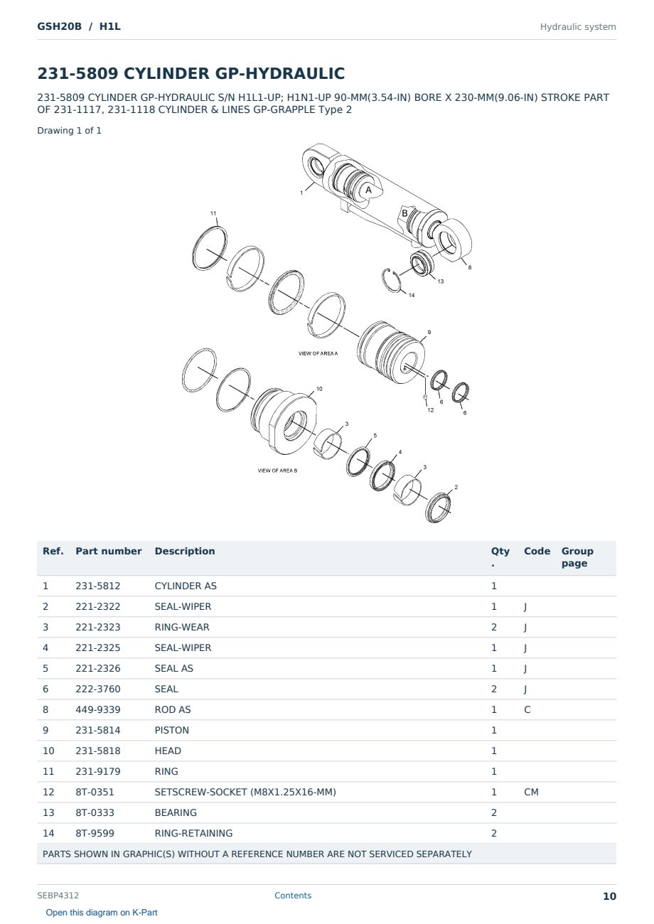 Caterpillar GSH20B S/N H1L Partsbook SEBP4312 (English) - sample page 10 of 10 Caterpillar GSH20B S/N H1L Partsbook SEBP4312 (English) - sample page 10 of 10