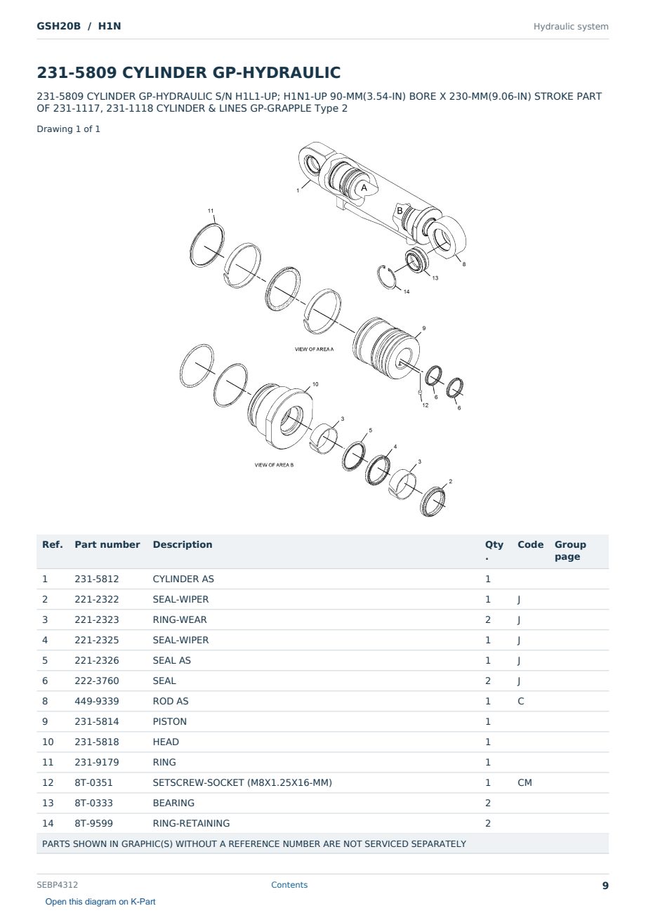 Caterpillar GSH20B S/N H1N Partsbook SEBP4312 (English) - sample page 9 of 10 Caterpillar GSH20B S/N H1N Partsbook SEBP4312 (English) - sample page 9 of 10