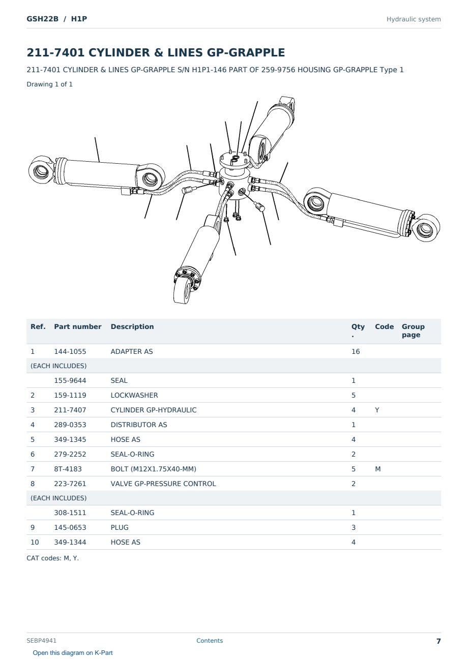 Caterpillar GSH22B S/N H1P Partsbook SEBP4941 (English) - sample page 7 of 10 Caterpillar GSH22B S/N H1P Partsbook SEBP4941 (English) - sample page 7 of 10