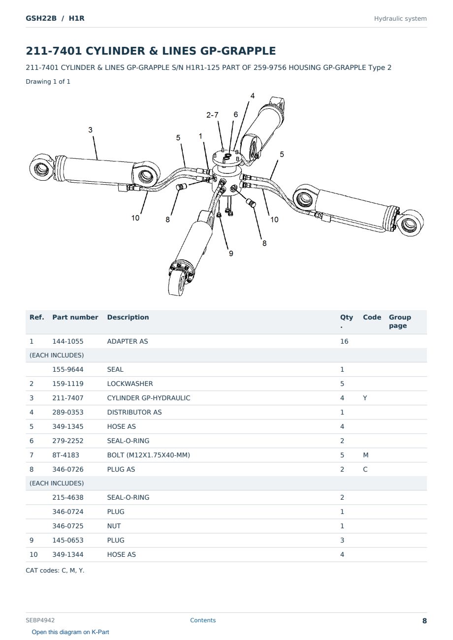 Caterpillar GSH22B S/N H1R Partsbook SEBP4942 (English) - sample page 8 of 10 Caterpillar GSH22B S/N H1R Partsbook SEBP4942 (English) - sample page 8 of 10