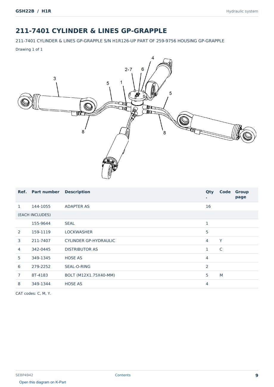 Caterpillar GSH22B S/N H1R Partsbook SEBP4942 (English) - sample page 9 of 10 Caterpillar GSH22B S/N H1R Partsbook SEBP4942 (English) - sample page 9 of 10