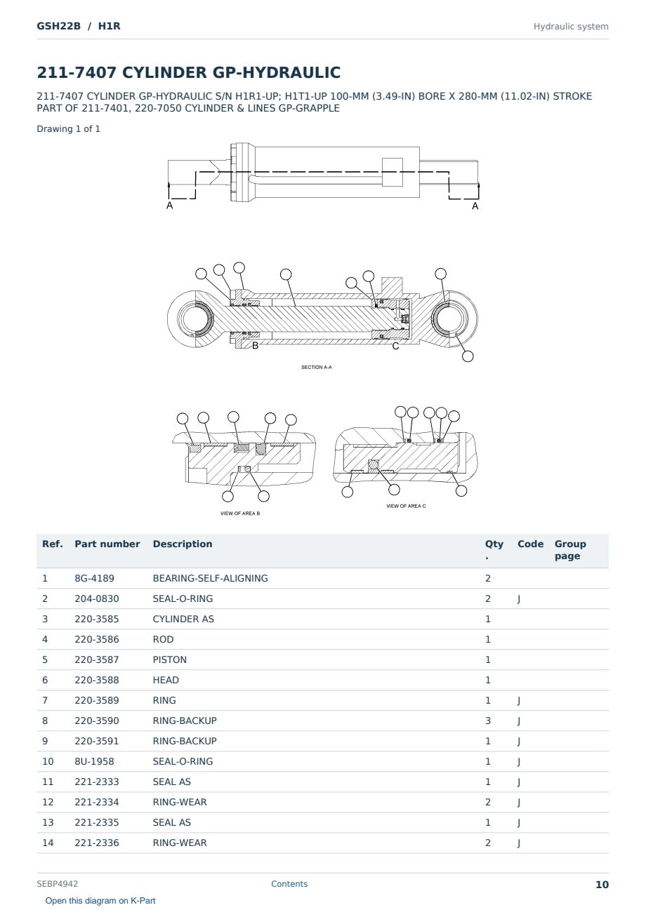 Caterpillar GSH22B S/N H1R Partsbook SEBP4942 (English) - sample page 10 of 10 Caterpillar GSH22B S/N H1R Partsbook SEBP4942 (English) - sample page 10 of 10