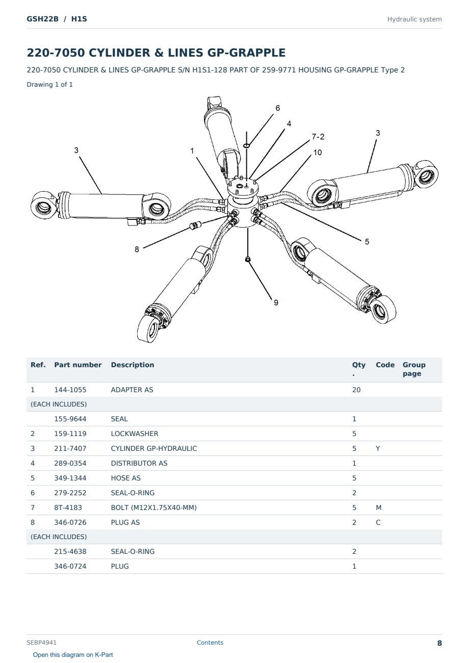 Caterpillar GSH22B S/N H1S Partsbook SEBP4941 (English) - sample page 8 of 10 Caterpillar GSH22B S/N H1S Partsbook SEBP4941 (English) - sample page 8 of 10