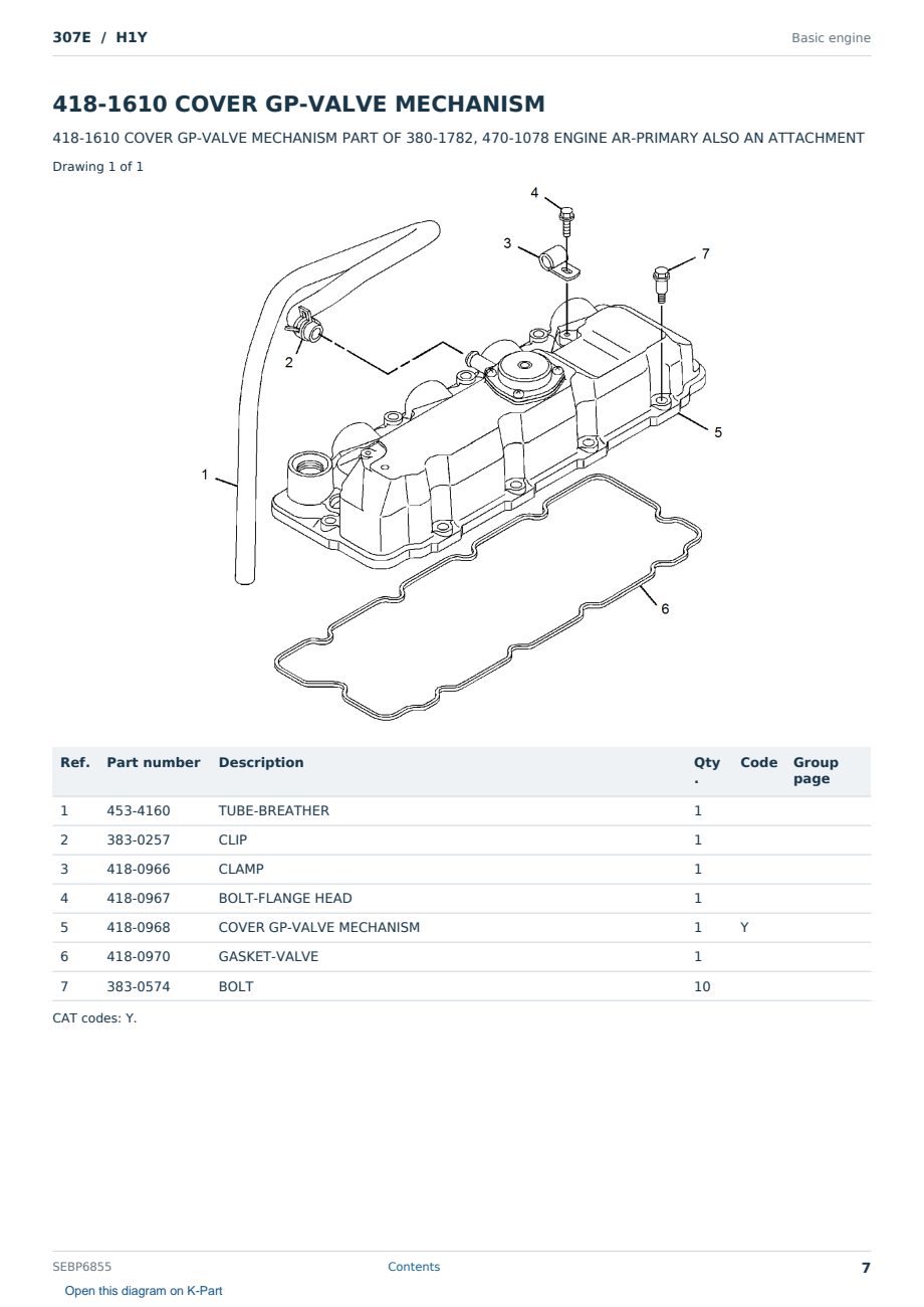 Caterpillar 307E S/N H1Y Partsbook SEBP6855 (English) - sample page 7 of 10 Caterpillar 307E S/N H1Y Partsbook SEBP6855 (English) - sample page 7 of 10