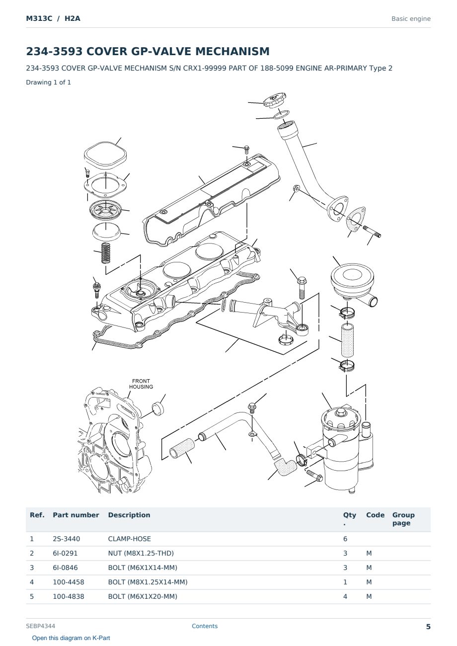 Caterpillar M313C S/N H2A Partsbook SEBP4344 (English) - sample page 5 of 10 Caterpillar M313C S/N H2A Partsbook SEBP4344 (English) - sample page 5 of 10