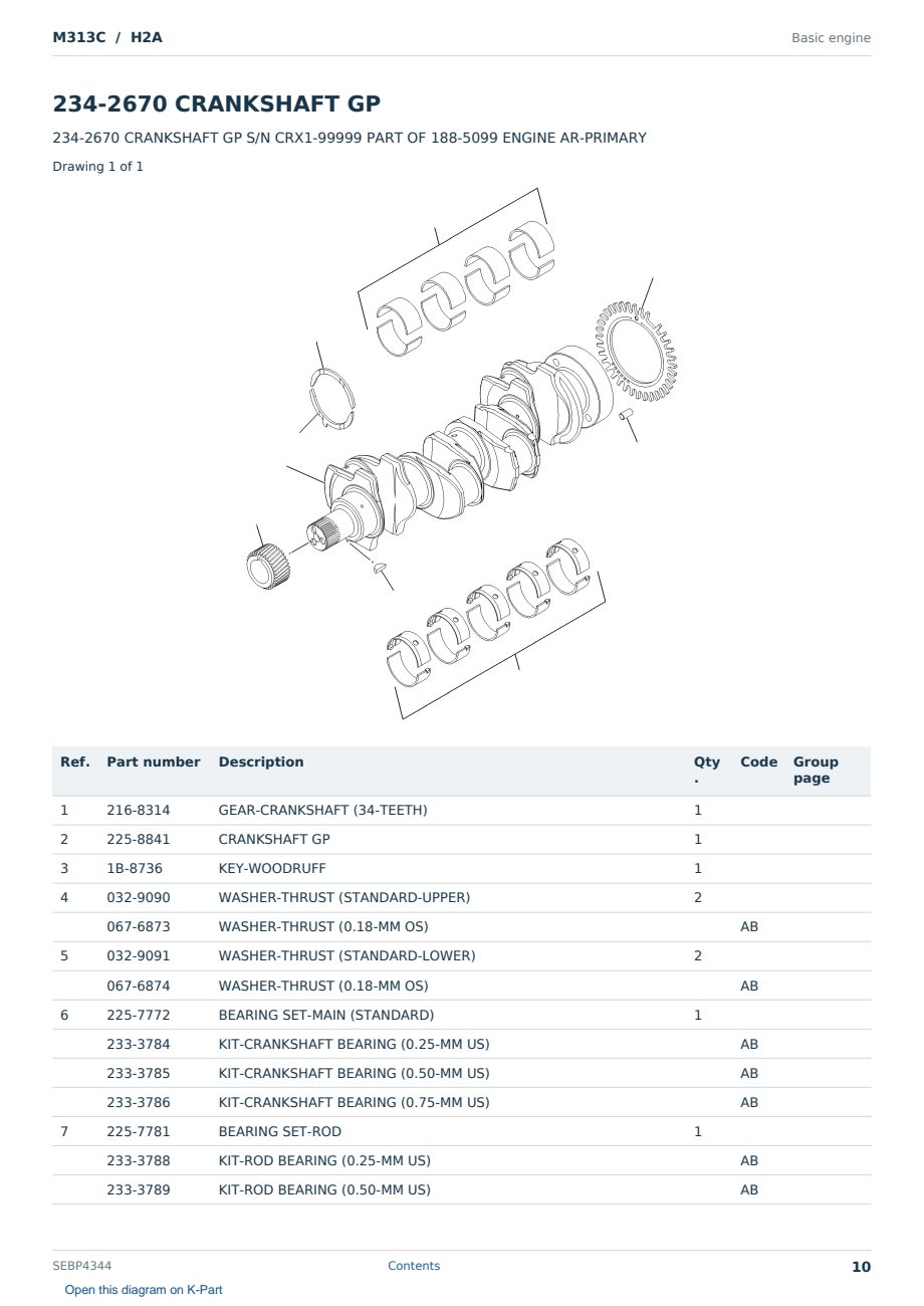 Caterpillar M313C S/N H2A Partsbook SEBP4344 (English) - sample page 10 of 10 Caterpillar M313C S/N H2A Partsbook SEBP4344 (English) - sample page 10 of 10