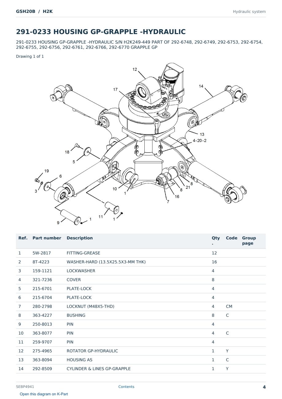 Caterpillar GSH20B S/N H2K Partsbook SEBP4941 (English) - sample page 4 of 10 Caterpillar GSH20B S/N H2K Partsbook SEBP4941 (English) - sample page 4 of 10