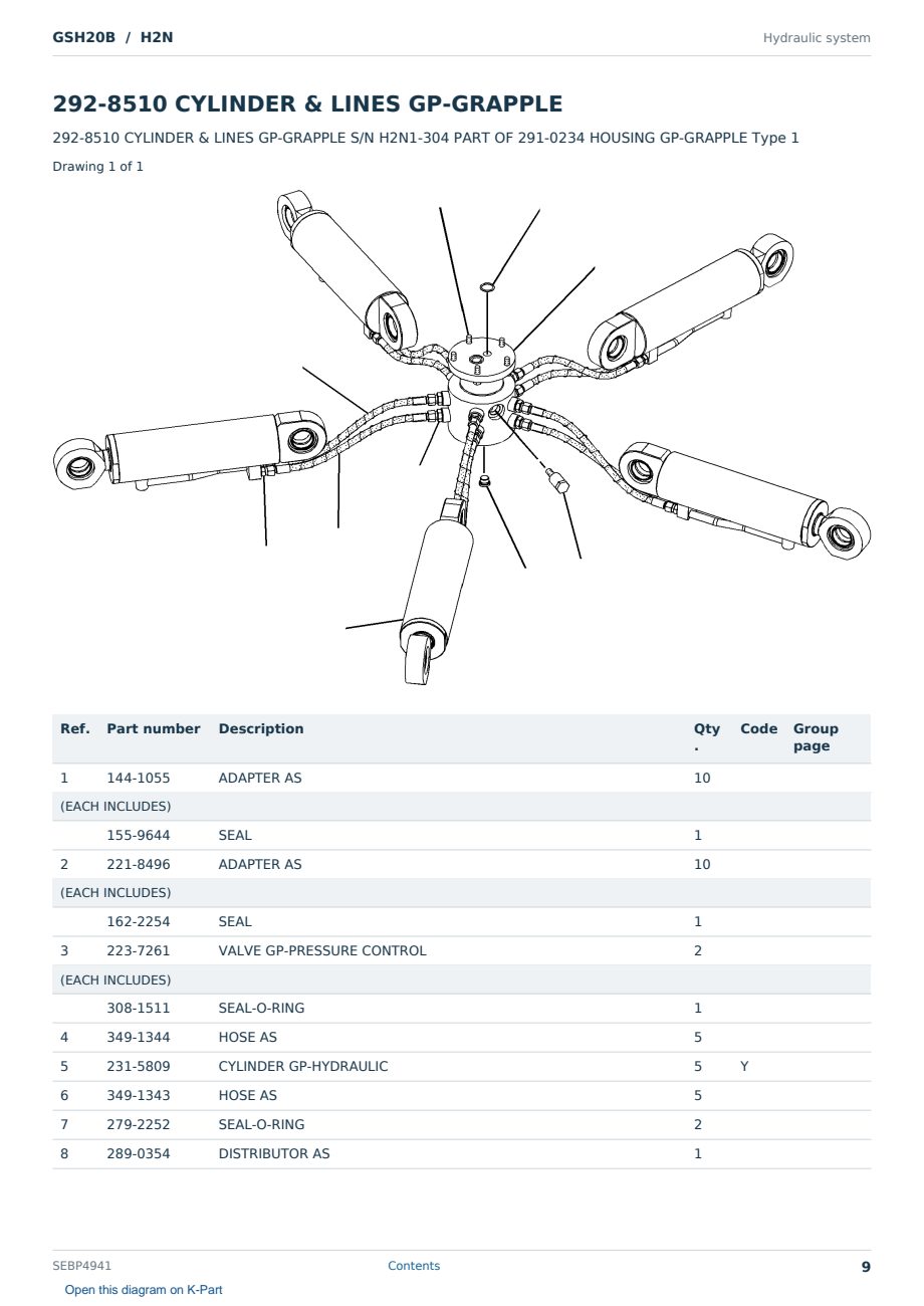 Caterpillar GSH20B S/N H2N Partsbook SEBP4941 (English) - sample page 9 of 10 Caterpillar GSH20B S/N H2N Partsbook SEBP4941 (English) - sample page 9 of 10