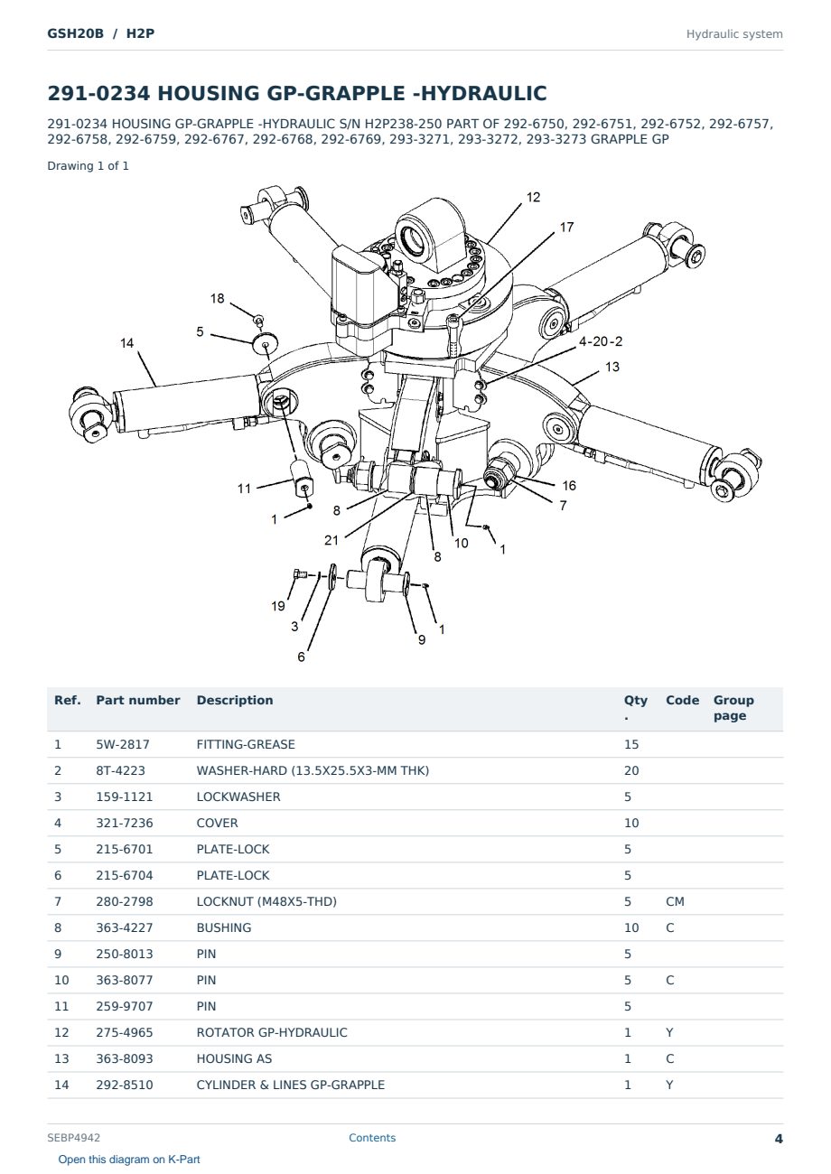 Caterpillar GSH20B S/N H2P Partsbook SEBP4942 (English) - sample page 4 of 10 Caterpillar GSH20B S/N H2P Partsbook SEBP4942 (English) - sample page 4 of 10