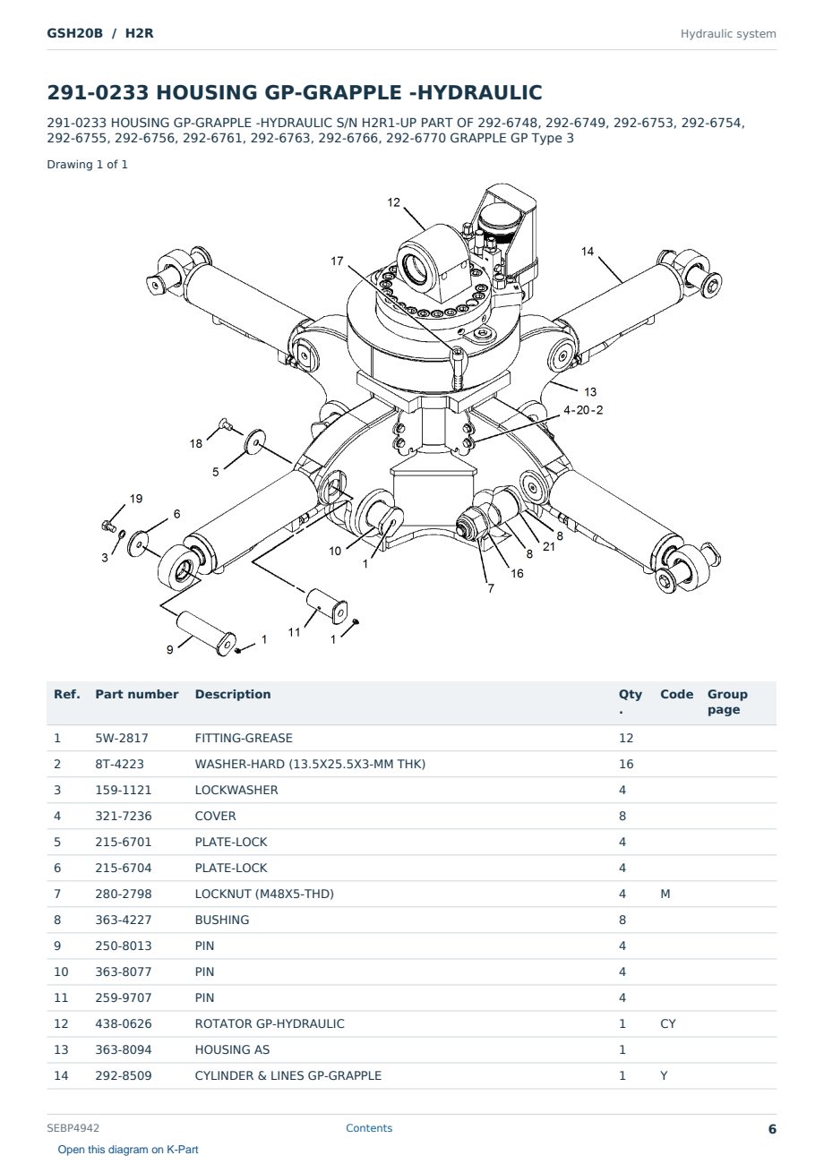 Caterpillar GSH20B S/N H2R Partsbook SEBP4942 (English) - sample page 6 of 10 Caterpillar GSH20B S/N H2R Partsbook SEBP4942 (English) - sample page 6 of 10