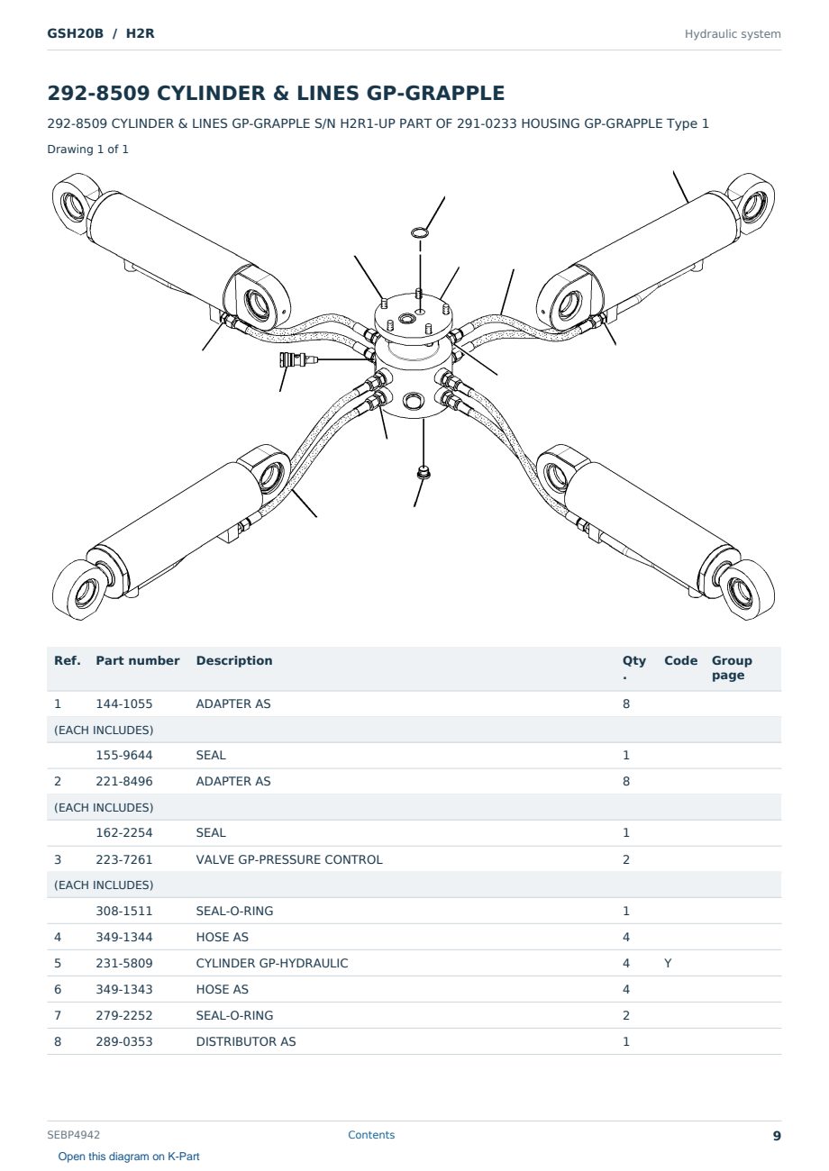 Caterpillar GSH20B S/N H2R Partsbook SEBP4942 (English) - sample page 9 of 10 Caterpillar GSH20B S/N H2R Partsbook SEBP4942 (English) - sample page 9 of 10