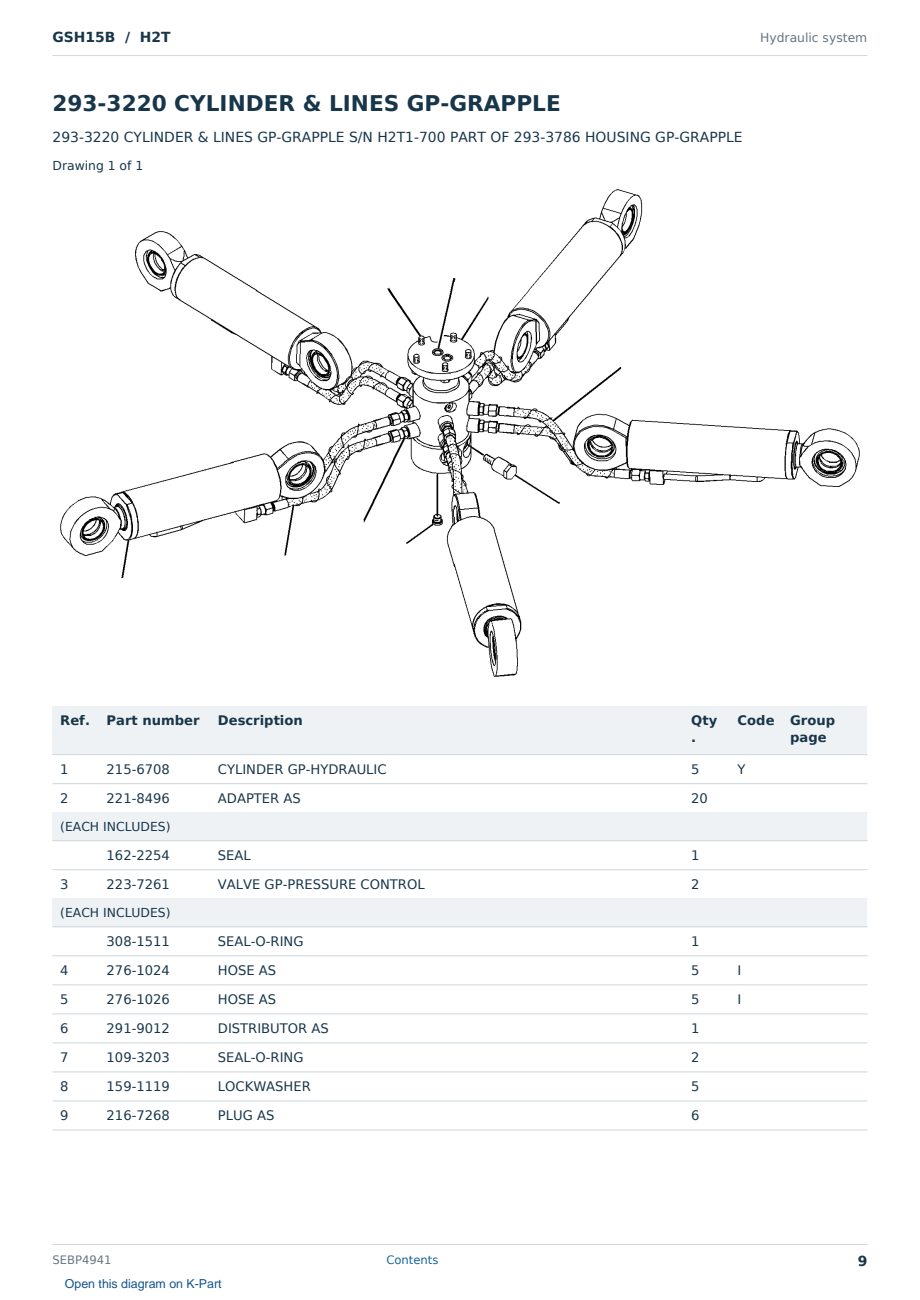 Caterpillar GSH15B S/N H2T Partsbook SEBP4941 (English) - sample page 9 of 10 Caterpillar GSH15B S/N H2T Partsbook SEBP4941 (English) - sample page 9 of 10