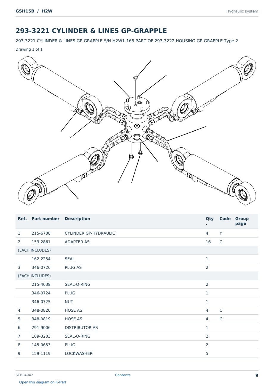 Caterpillar GSH15B S/N H2W Partsbook SEBP4942 (English) - sample page 9 of 10 Caterpillar GSH15B S/N H2W Partsbook SEBP4942 (English) - sample page 9 of 10