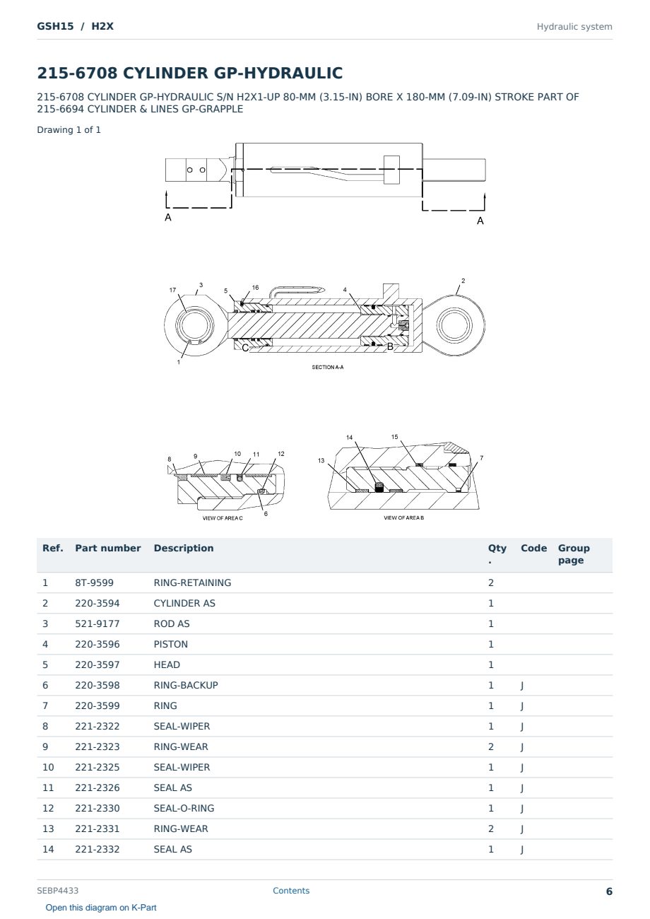 Caterpillar GSH15 S/N H2X Partsbook SEBP4433 (English) - sample page 6 of 10 Caterpillar GSH15 S/N H2X Partsbook SEBP4433 (English) - sample page 6 of 10