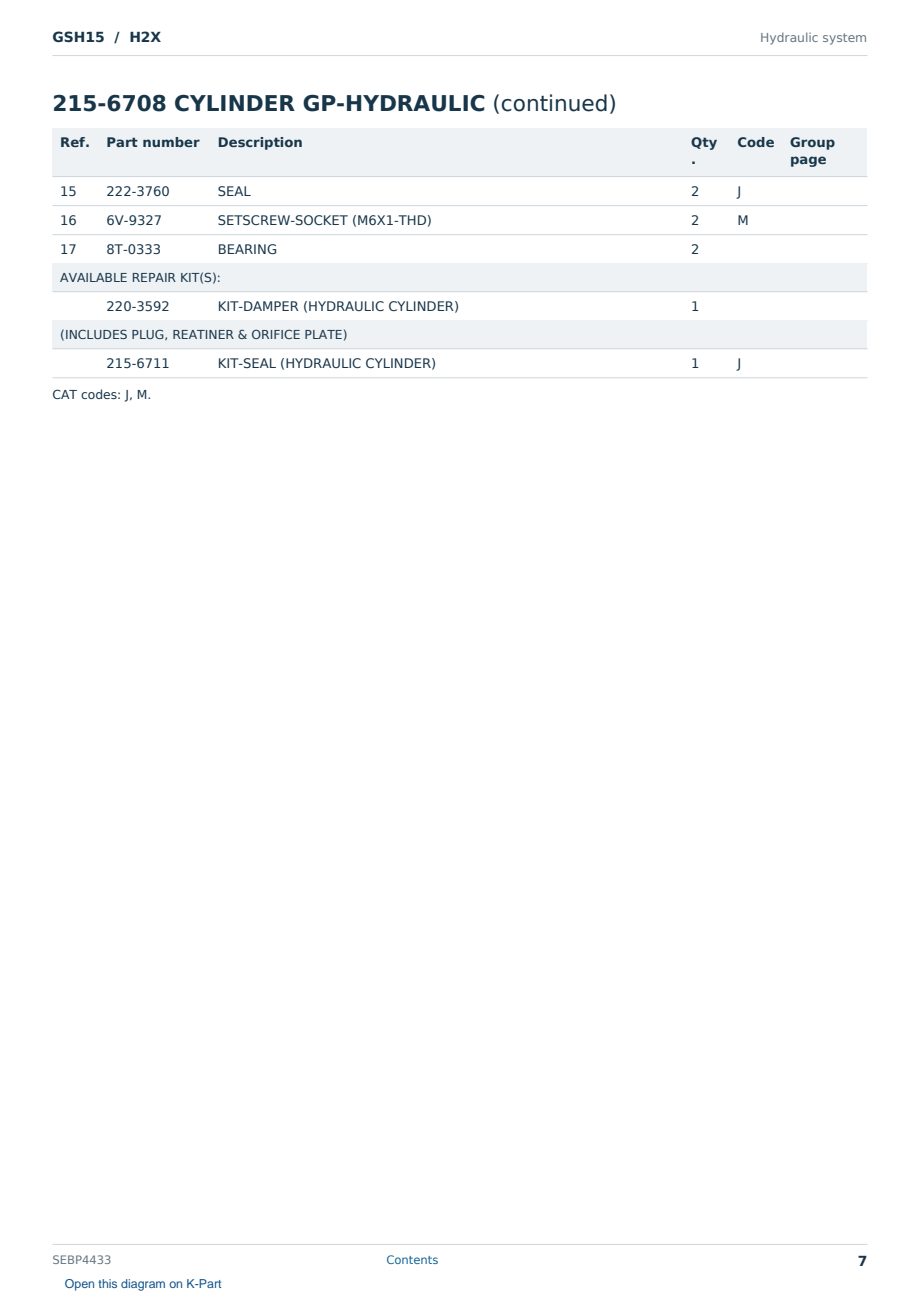 Caterpillar GSH15 S/N H2X Partsbook SEBP4433 (English) - sample page 7 of 10 Caterpillar GSH15 S/N H2X Partsbook SEBP4433 (English) - sample page 7 of 10