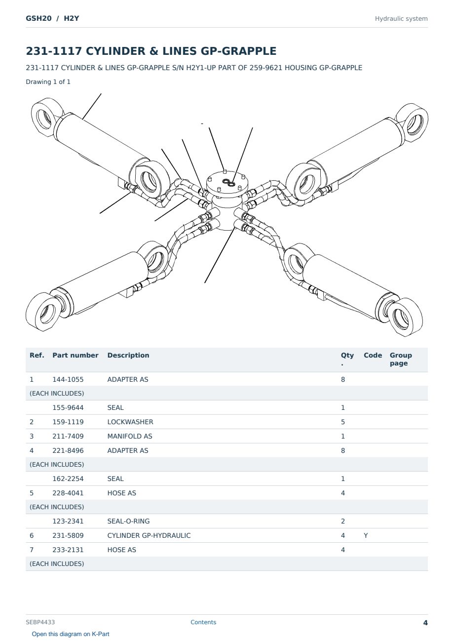 Caterpillar GSH20 S/N H2Y Partsbook SEBP4433 (English) - sample page 4 of 10 Caterpillar GSH20 S/N H2Y Partsbook SEBP4433 (English) - sample page 4 of 10