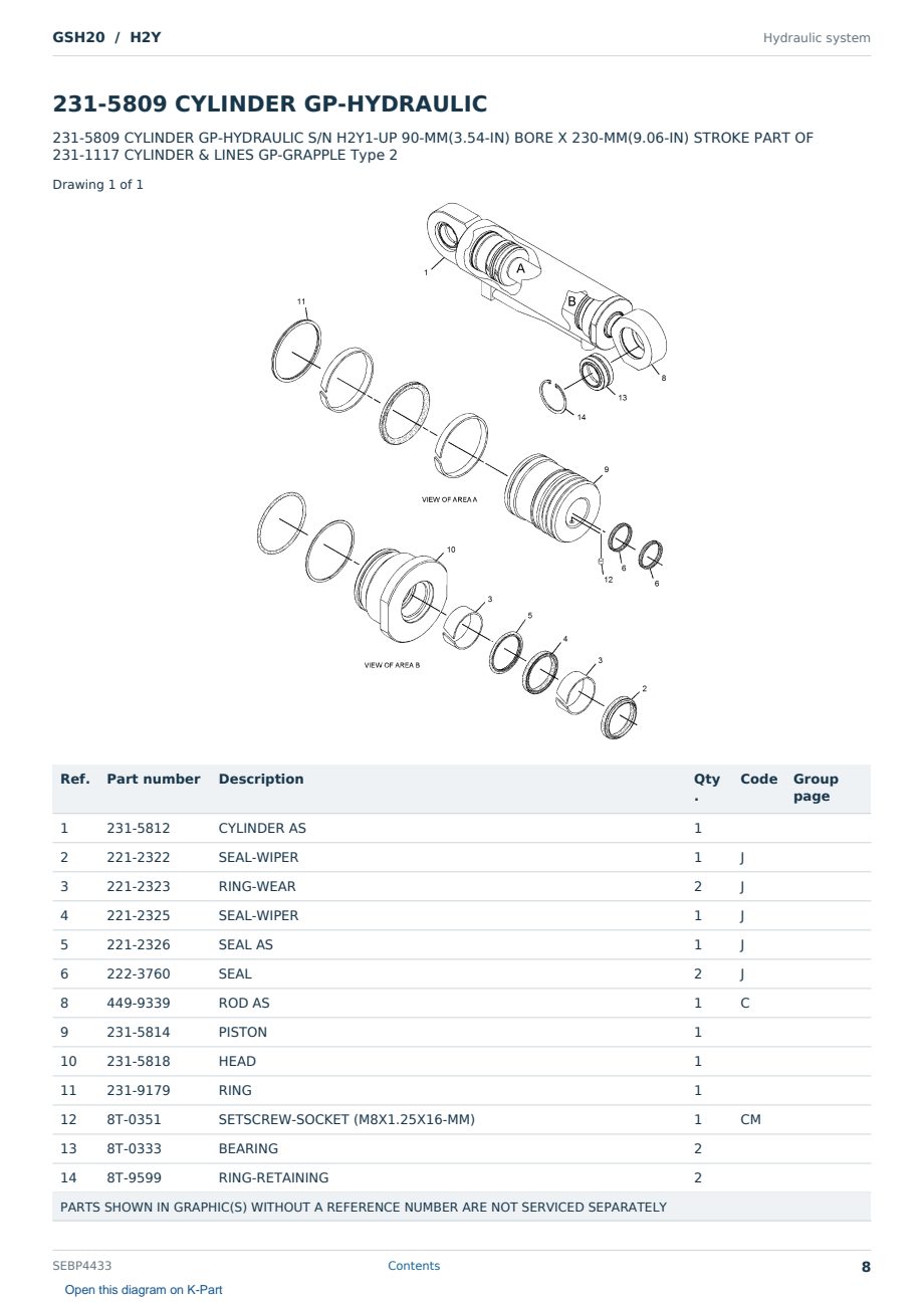 Caterpillar GSH20 S/N H2Y Partsbook SEBP4433 (English) - sample page 8 of 10 Caterpillar GSH20 S/N H2Y Partsbook SEBP4433 (English) - sample page 8 of 10