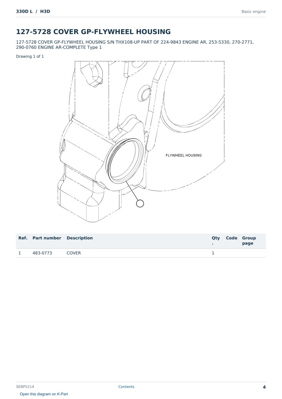 Caterpillar 330D L S/N H3D Partsbook SEBP5214 (English) - sample page 4 of 10 Caterpillar 330D L S/N H3D Partsbook SEBP5214 (English) - sample page 4 of 10
